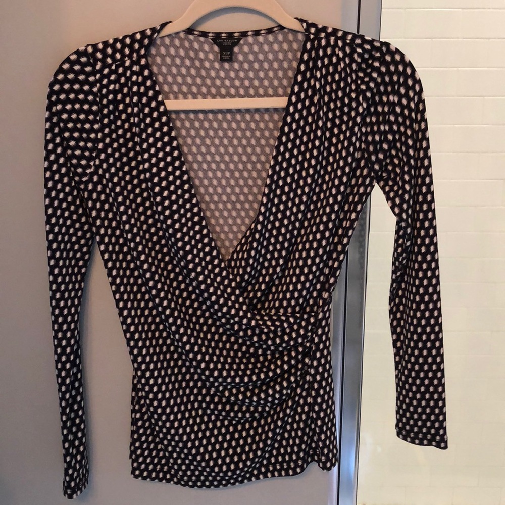 Ann Taylor Petite black and white blouse